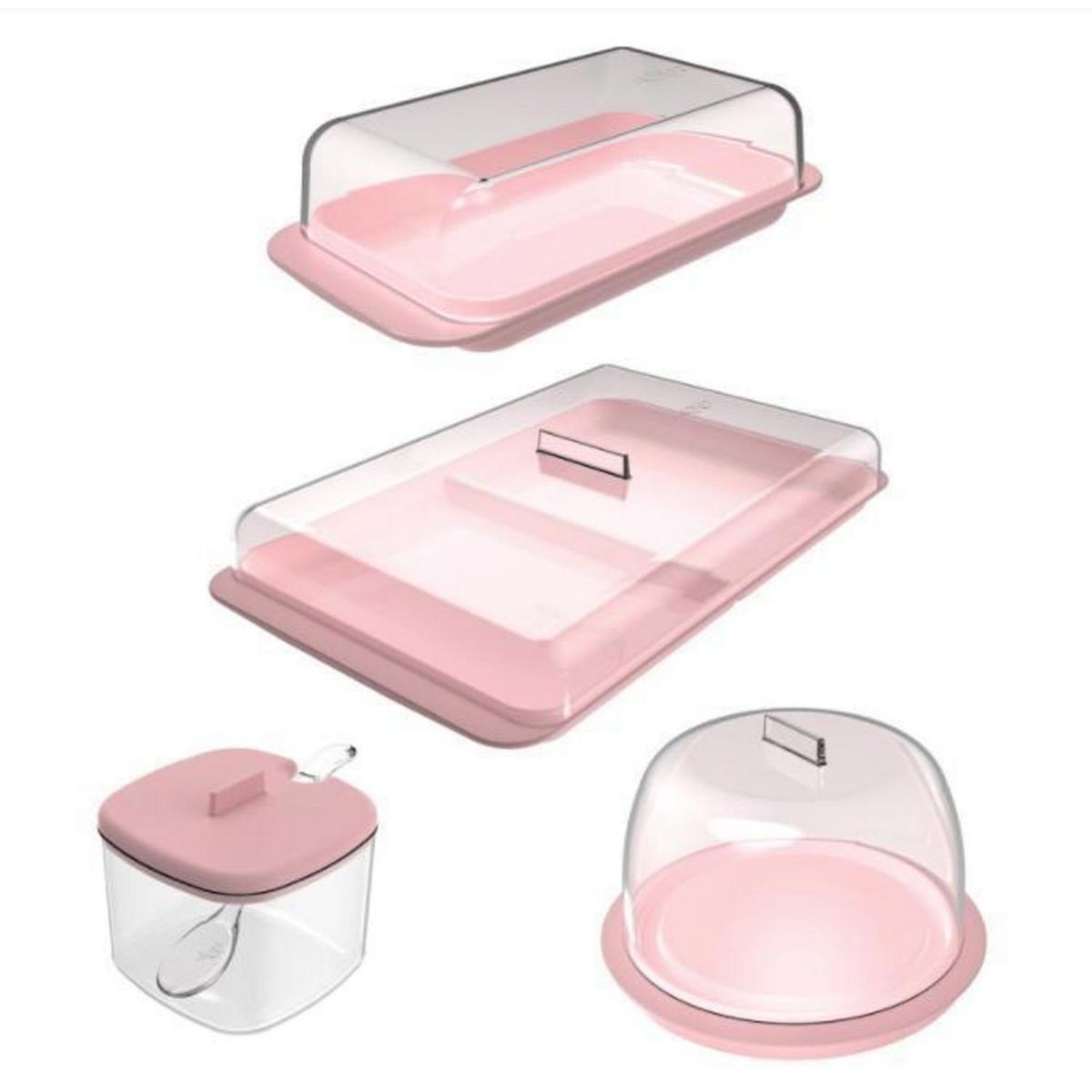 OU - Set de Contenedores Rosados Ou 4 Piezas Cocina