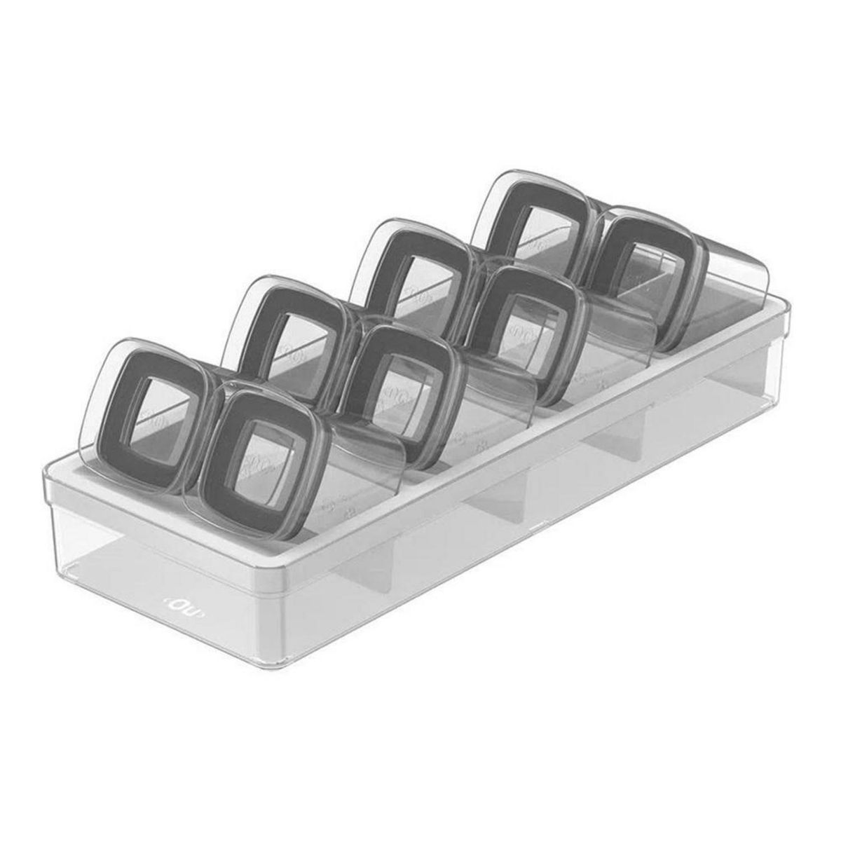 OU - Set de Especieros Herméticos Ou Block Cajón 9 Piezas 150 ml Blanco