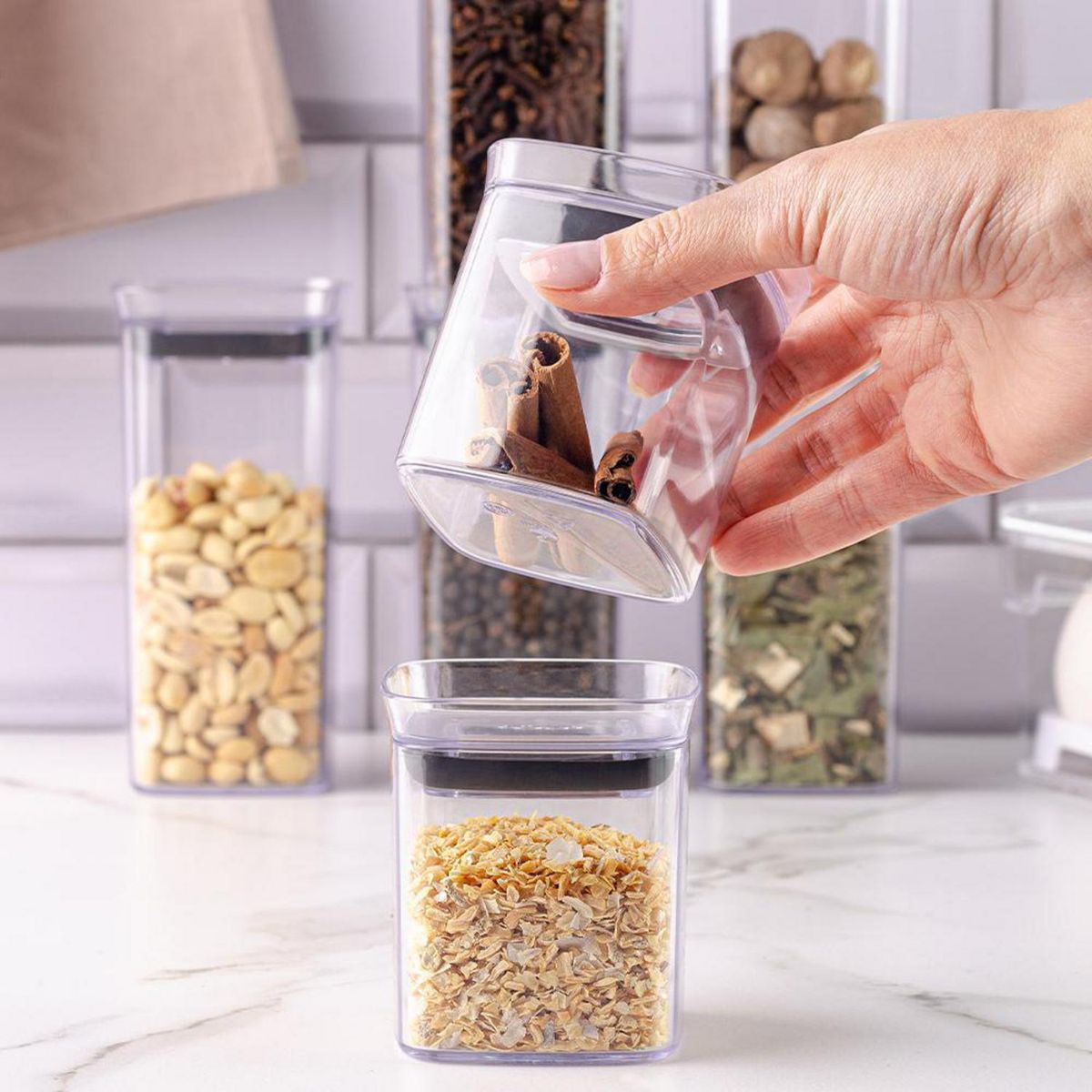 OU - Set de 6 Especieros Herméticos Ou Block Transparente 150/340 ml