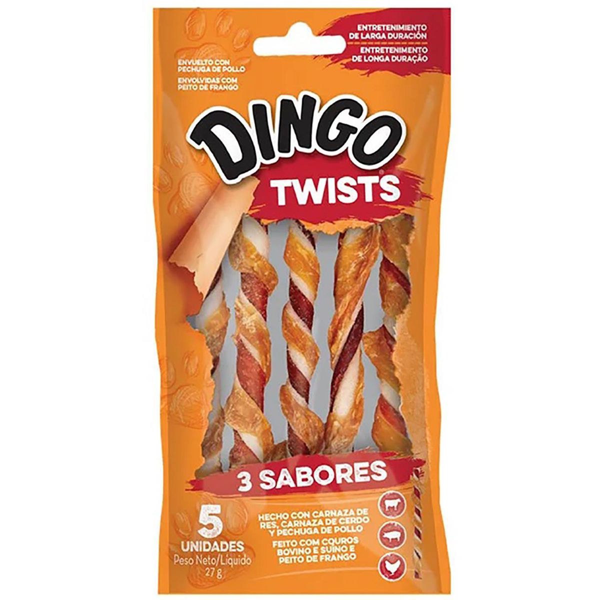 DINGO - Snack para Perro Adulto POLLO CERDO RES 40 gr