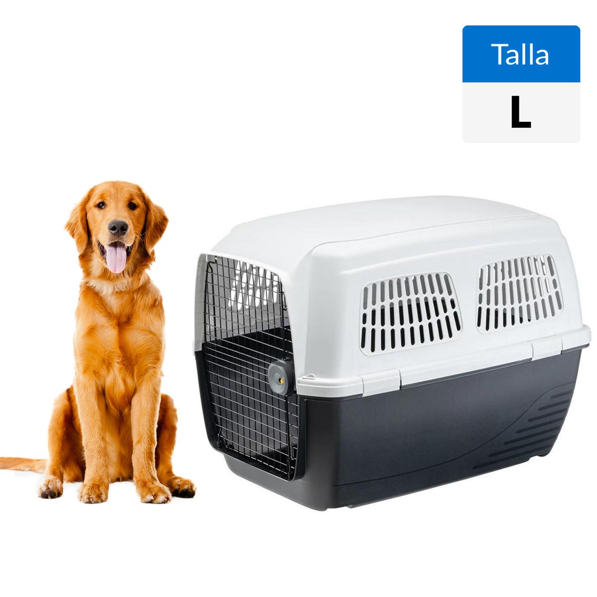 FERPLAST - Jaula Transporte Clipper 5 para Perro 60x57x82 cm Negro/Blanco