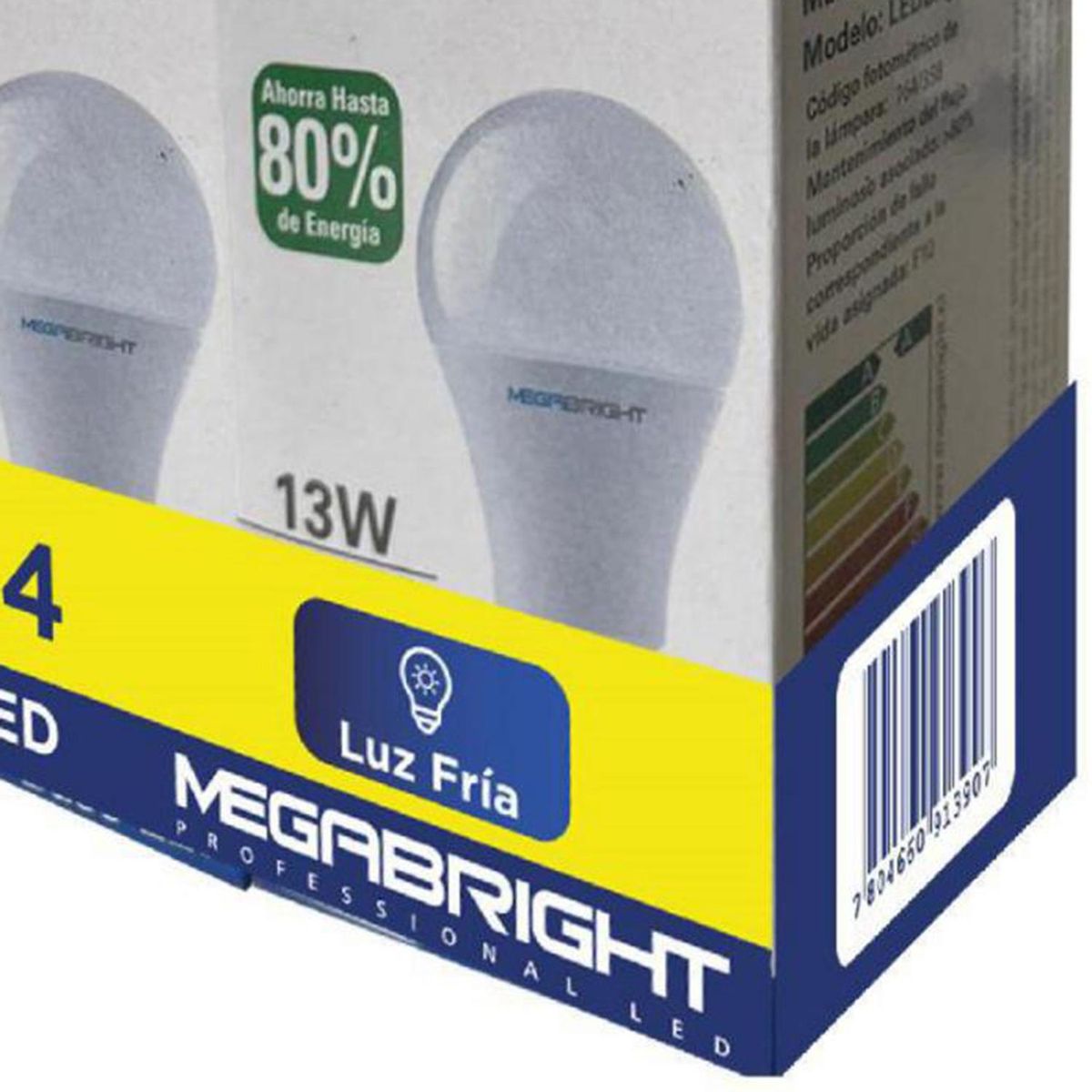 MEGABRIGHT - Pack 4 Ampolletas Led Clásicas 13 W E27 1050 lm Luz Fría