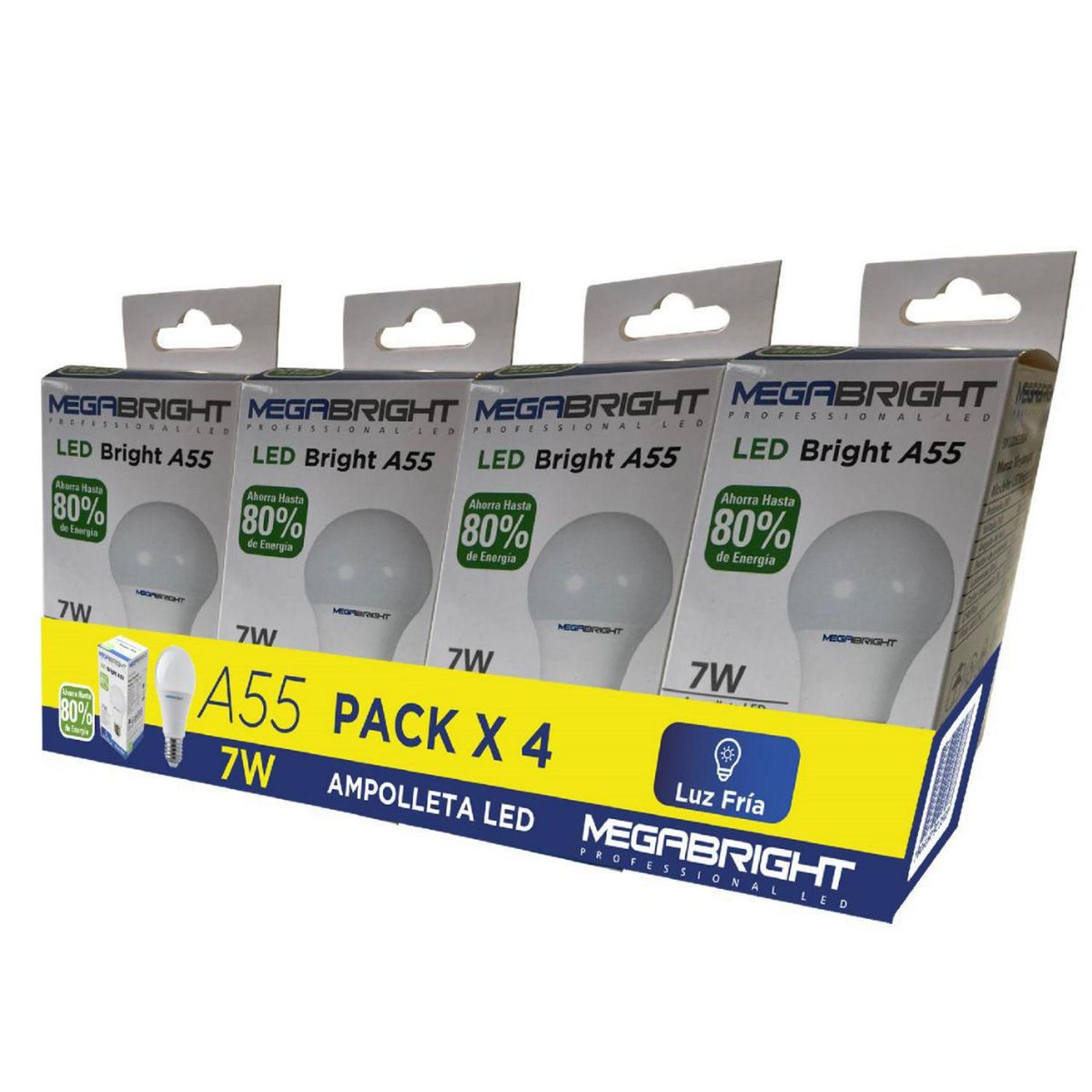 MEGABRIGHT - Pack 4 Ampolletas Led Clásicas 7 W E27 560 lm Luz Fría