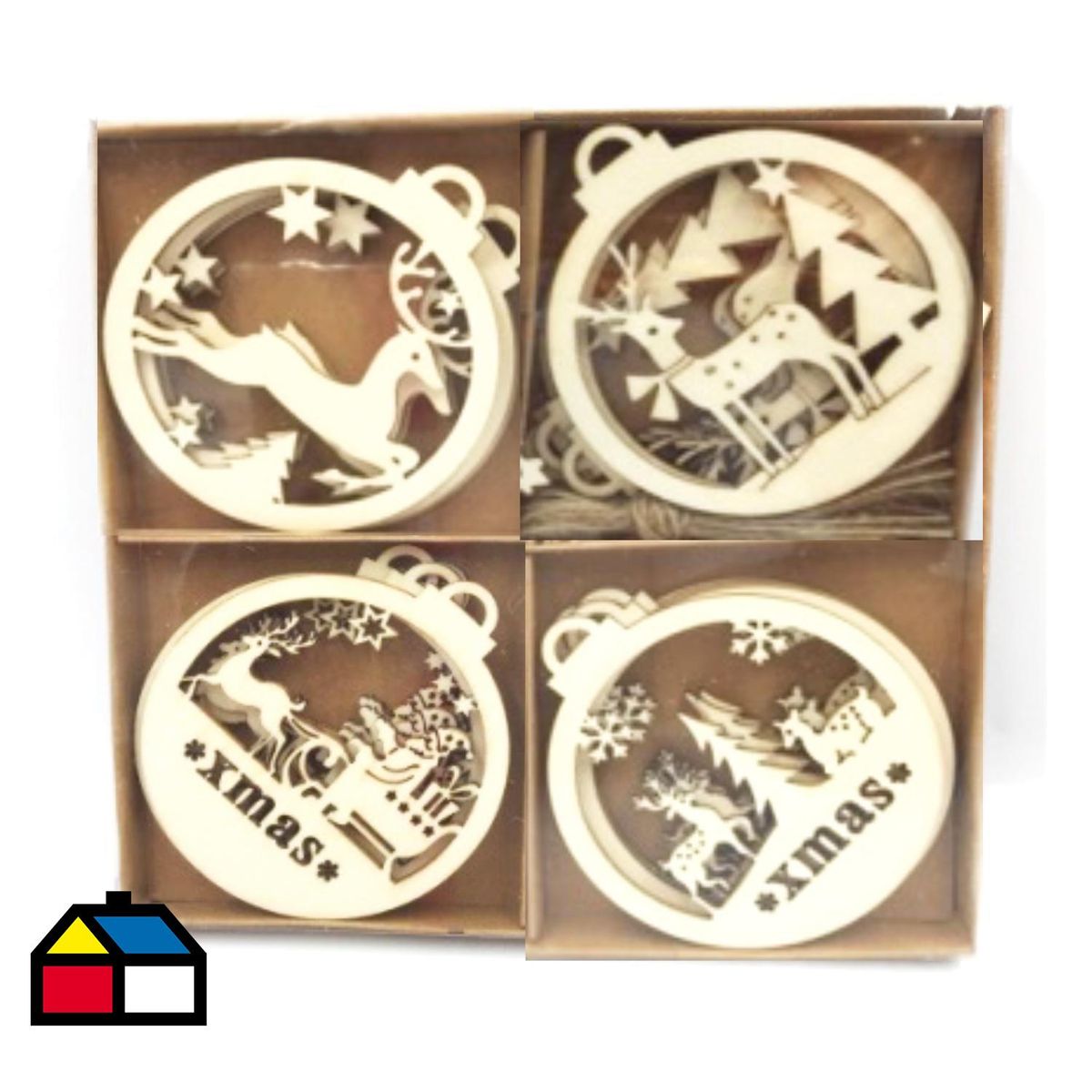 PRONOBEL - Set 16 adornos renos madera