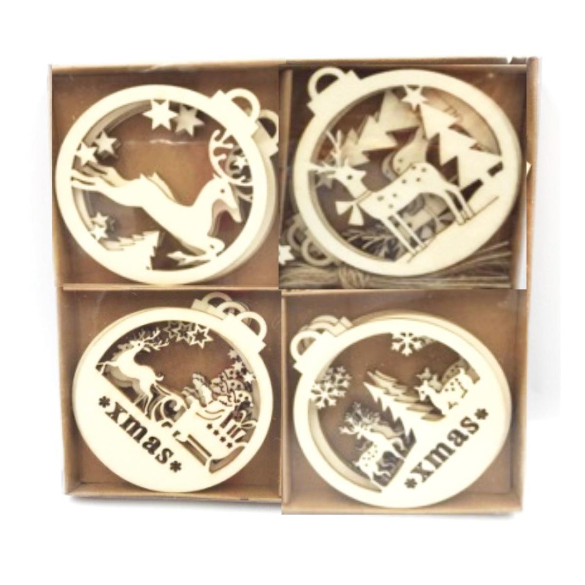 PRONOBEL - Set 16 adornos renos madera