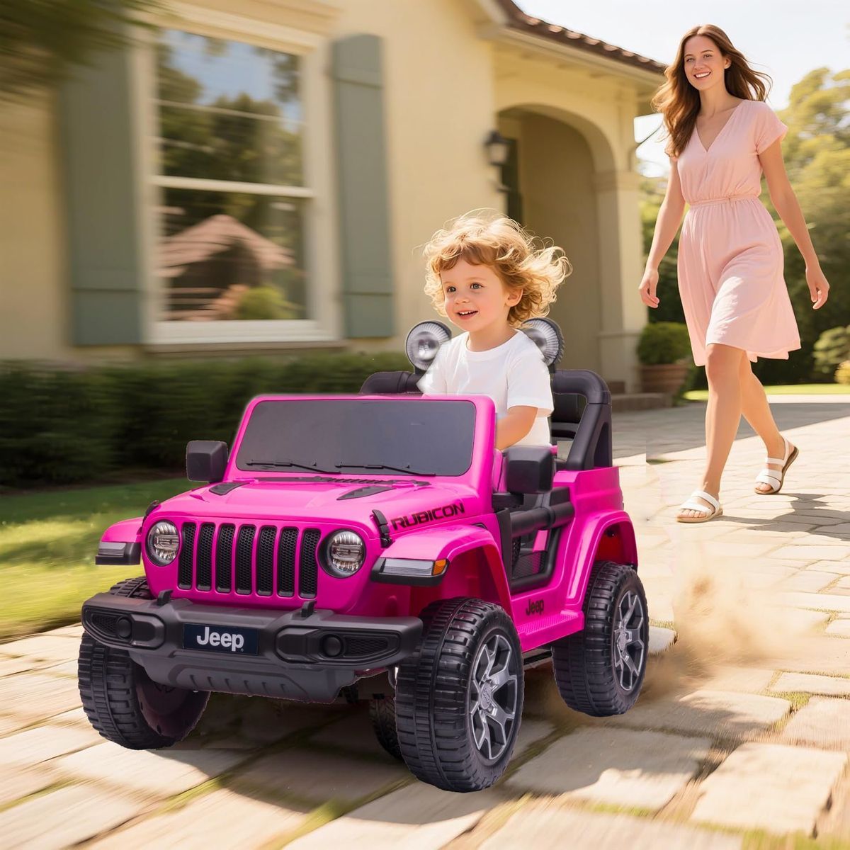 KIDSCOOL - Jeep Rubicon rosado a bateria de 12V