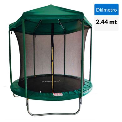 Cama elstica verde con techo 8 pies