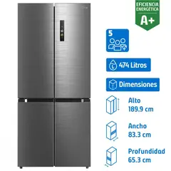 MIDEA - Refrigerador 4 Puertas Side by Side No Frost 474 Litros Silver MDRM691MTE46