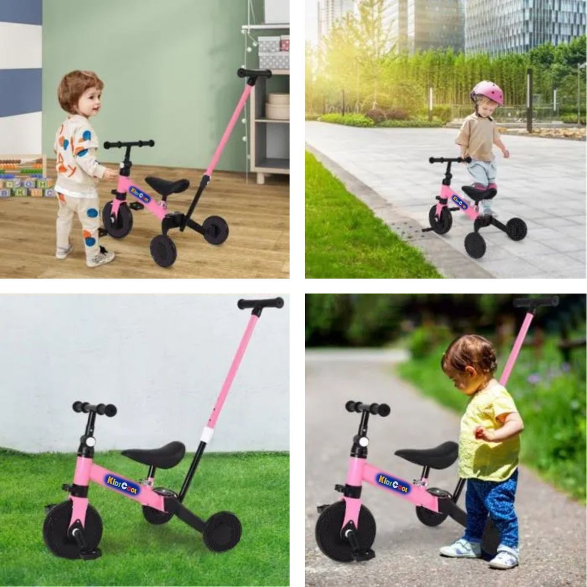 KIDSCOOL - Triciclo con Manilla Rosado Desde 18 meses