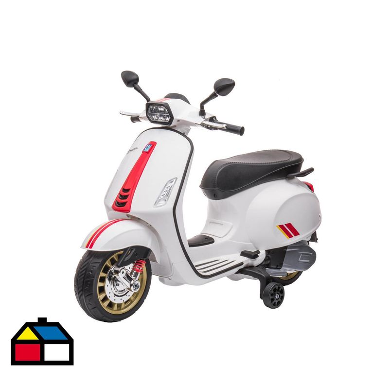 KIDSCOOL - Moto Vespa blanco Sprint racing bateria 12V