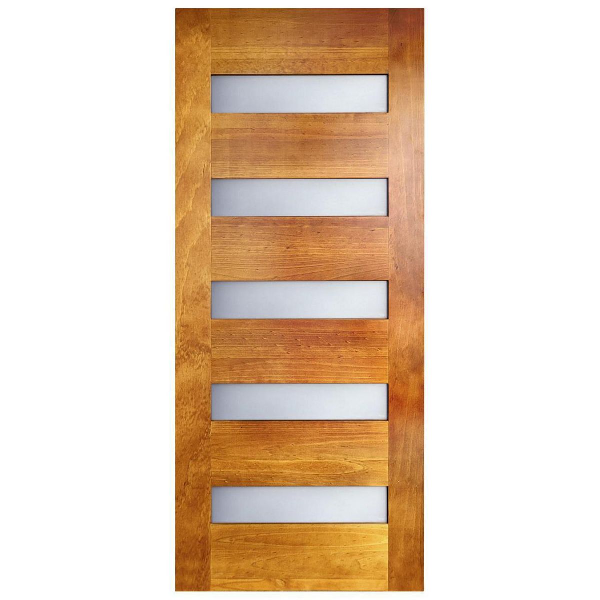 HOLZTEK - Puerta Exterior Madera pino radiata 80x200 cm 5 Vidrios Castaño Castaño