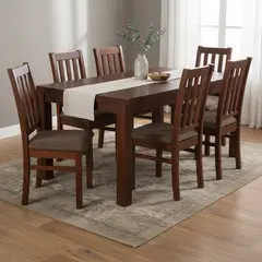 CIC - Juego de Comedor Ñuble 6 Sillas Mesa Rectangular 67x99x160 cm Café