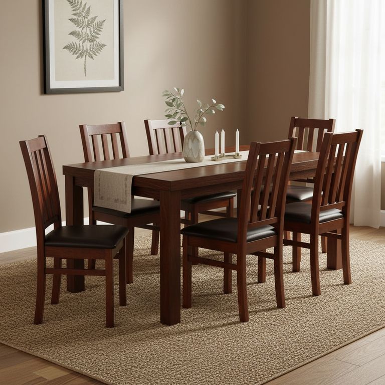 CIC Juego de Comedor Ñuble 6 Sillas Mesa Rectangular 67x99x160 cm Café