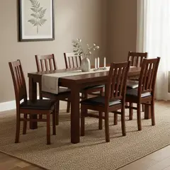 CIC - Juego de Comedor Ñuble 6 Sillas Mesa Rectangular 67x99x160 cm Café