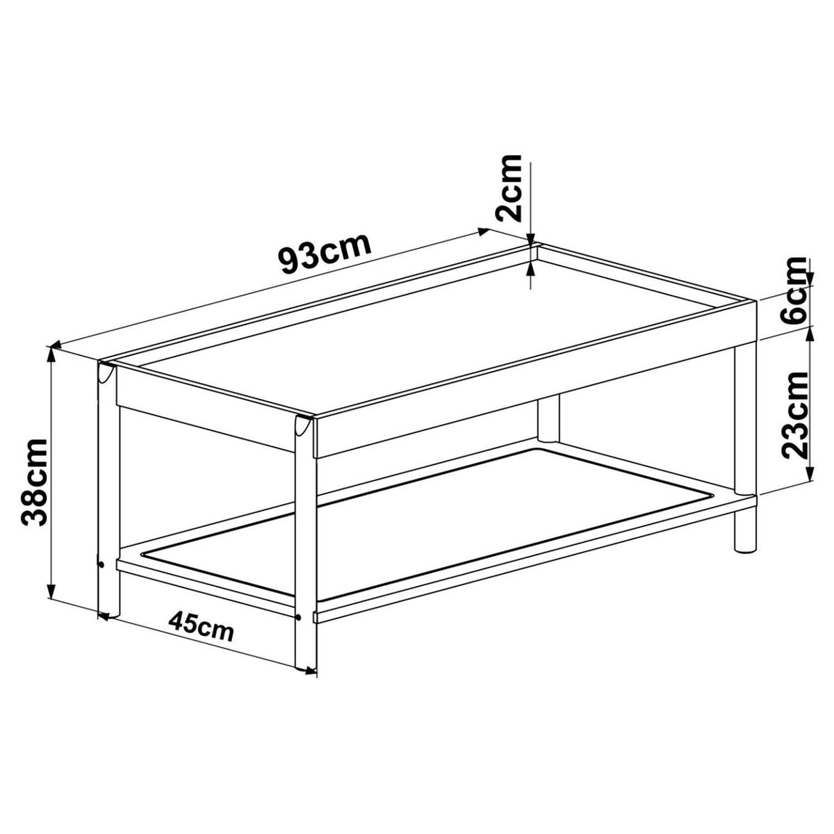 DECOCASA - Mesa de Centro Oslo natural ratan
