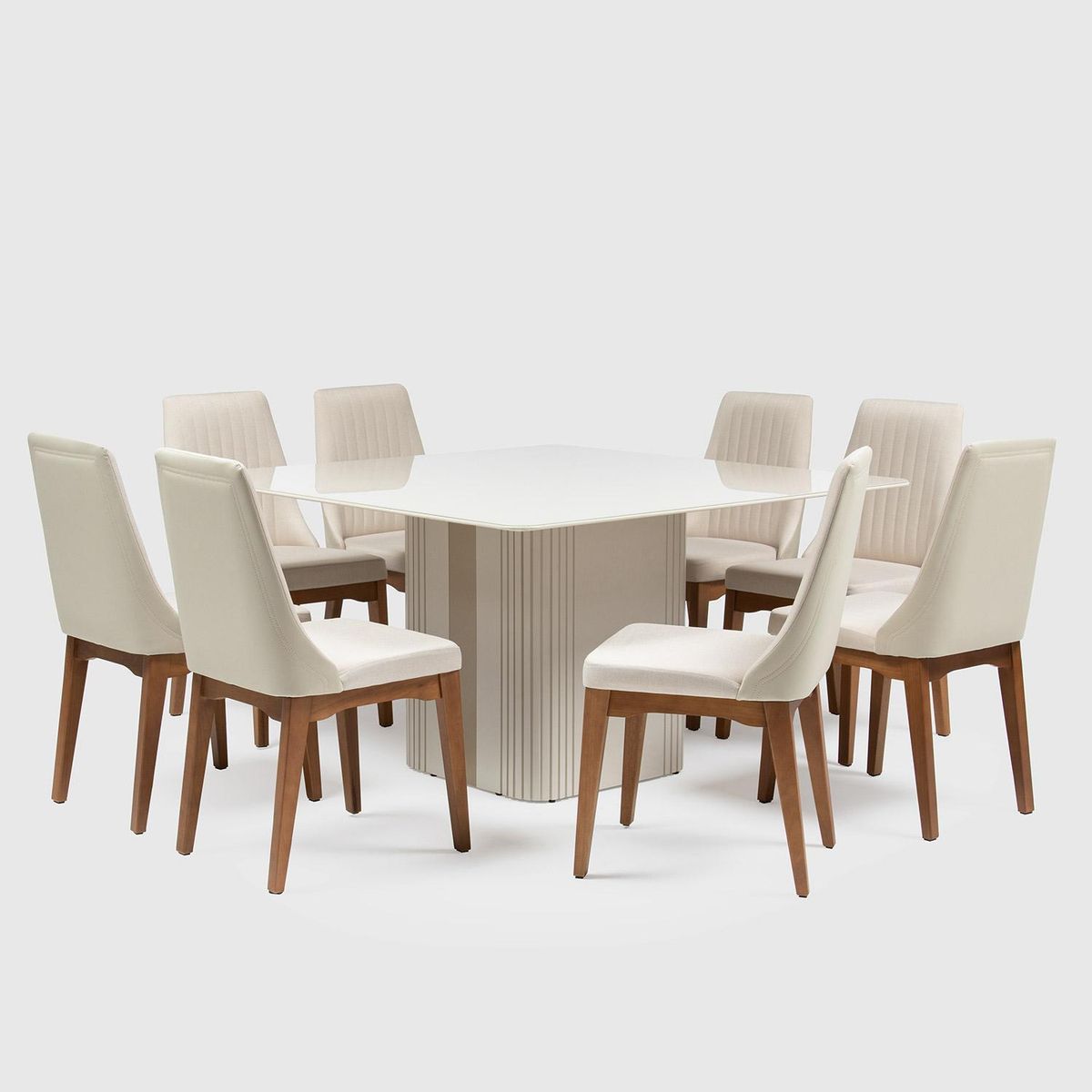 DECOCASA - Juego de Comedor Leige 8 Sillas Mesa Cuadrada 135x76x135 cm Transparente