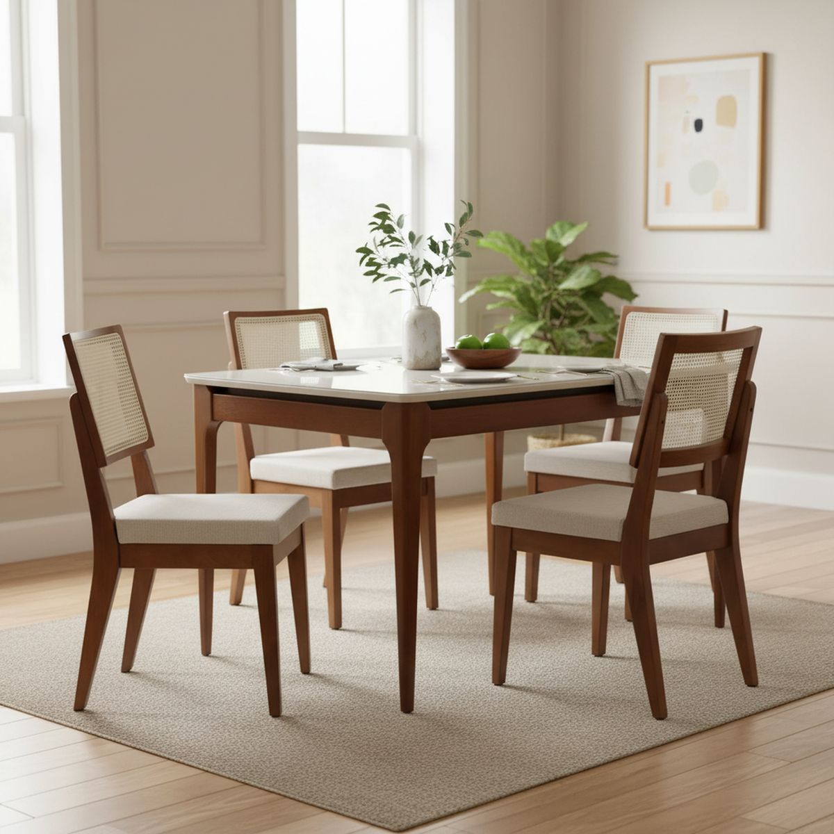 DECOCASA - Juego de Comedor Addar 4 Sillas Mesa Rectangular 90x77x135 cm Transparente