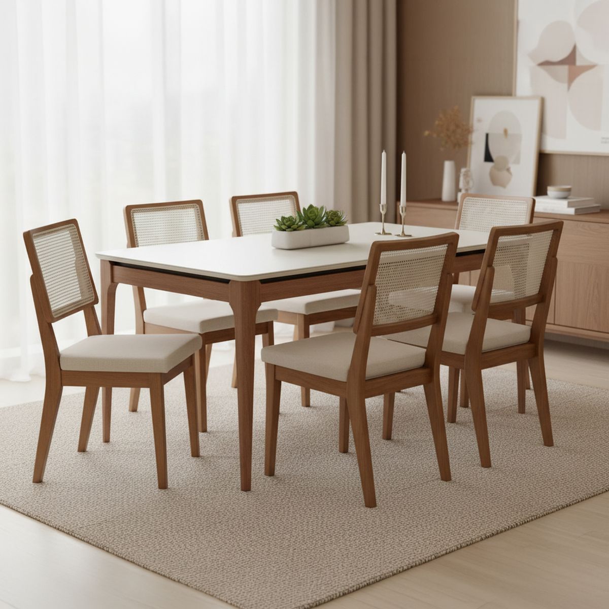 DECOCASA - Juego de Comedor Sagan 6 Sillas Mesa Rectangular 90x77x184 cm Transparente