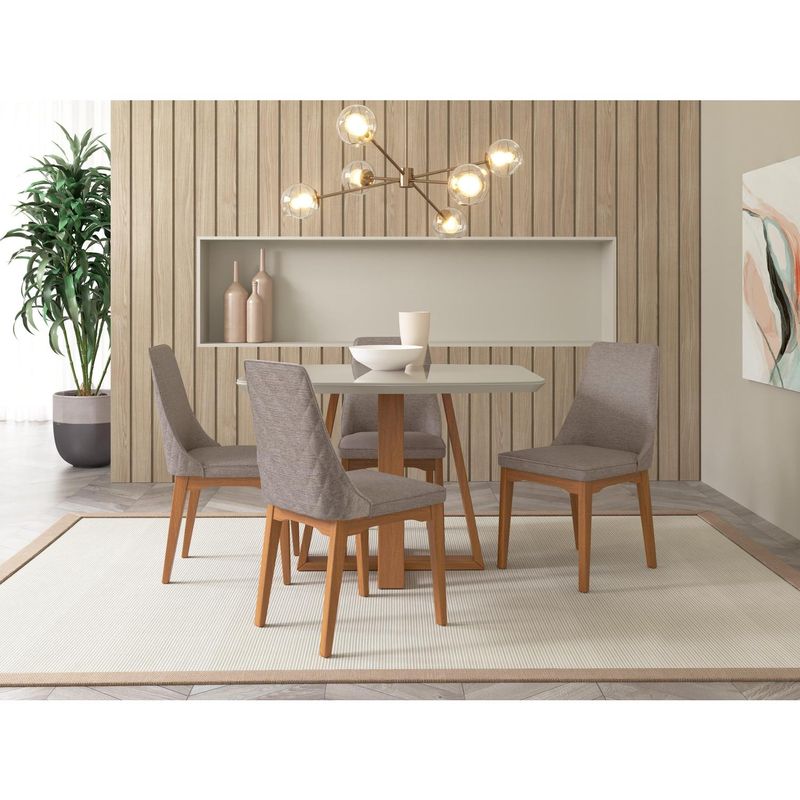 DECOCASA - Juego de Comedor Bennet 4 Sillas Mesa Rectangular 89,5x78x115,5 cm Off White