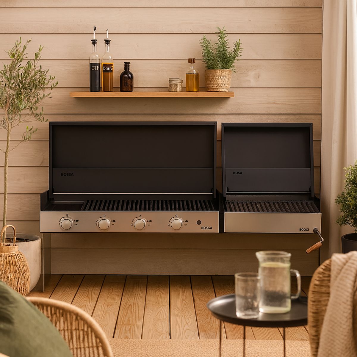 BOSCA - Parrilla para quincho block gas 1000 + block carbón 500