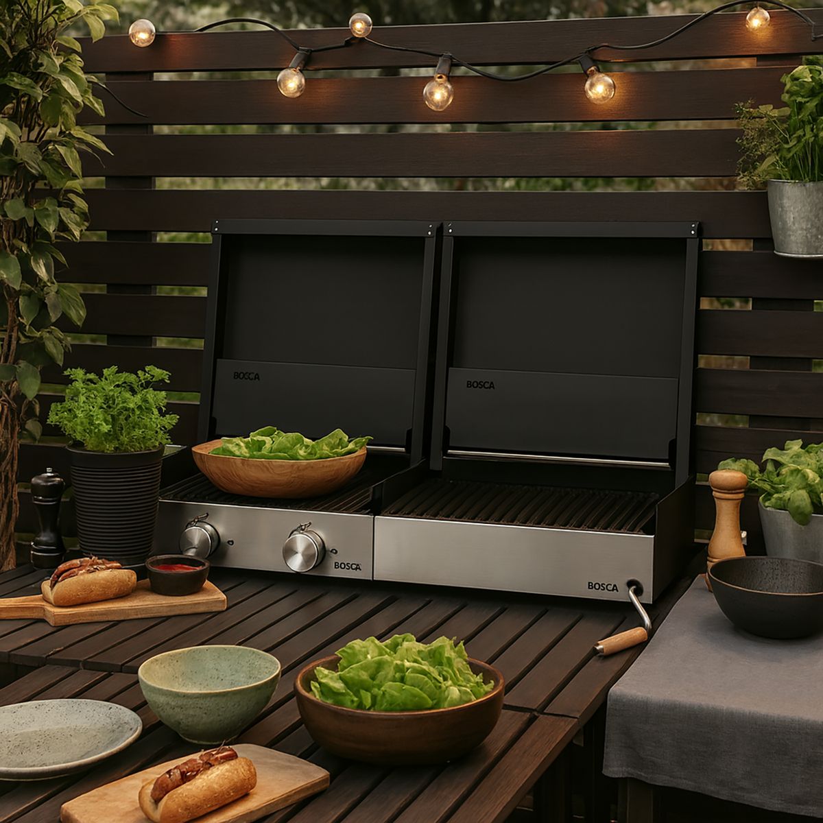 BOSCA - Parrilla para quincho block gas 500 + block carbón 500