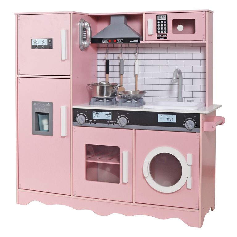 Cocina con utensilios Magic chef rosada