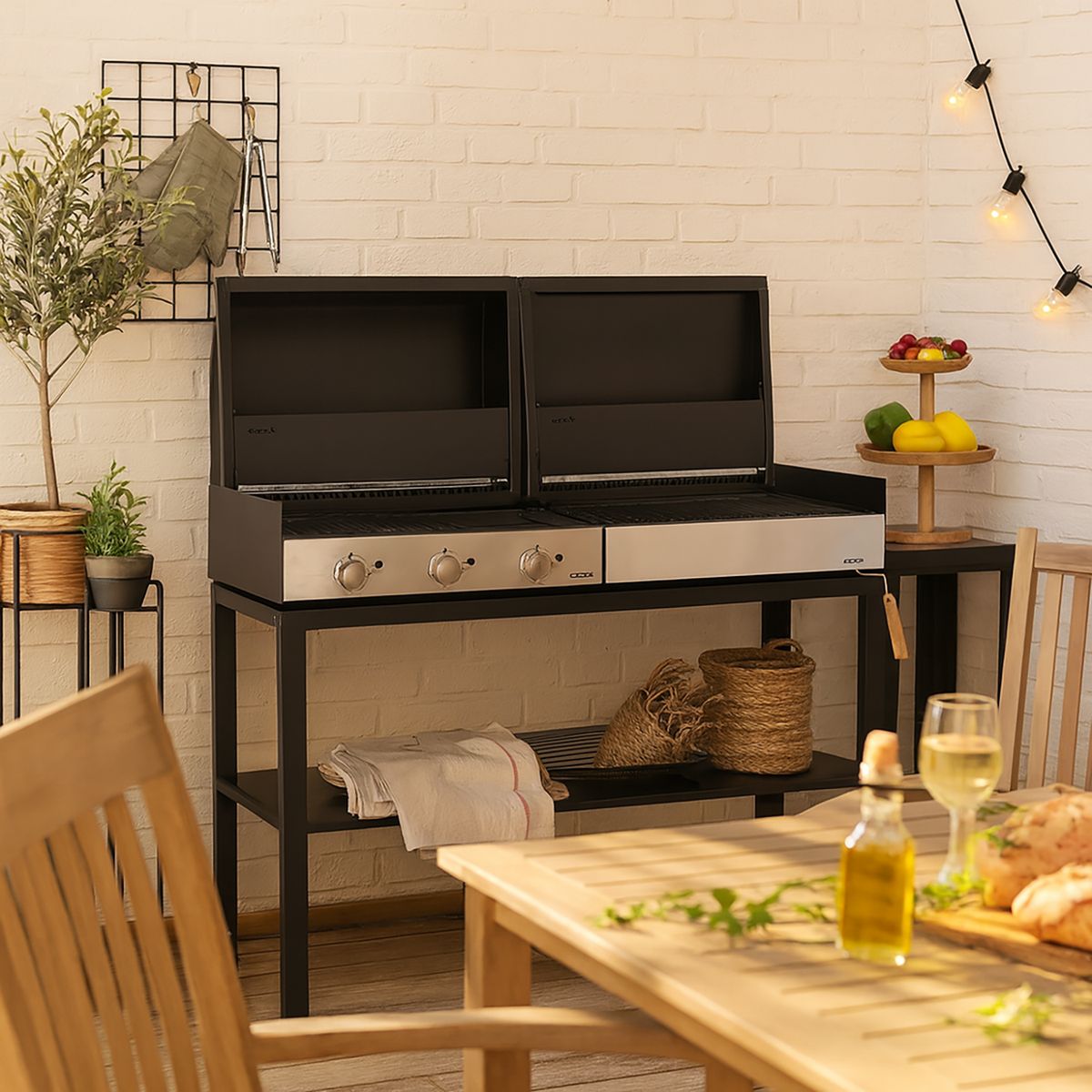 BOSCA - Parrilla para quincho block gas 750 + block carbón 750