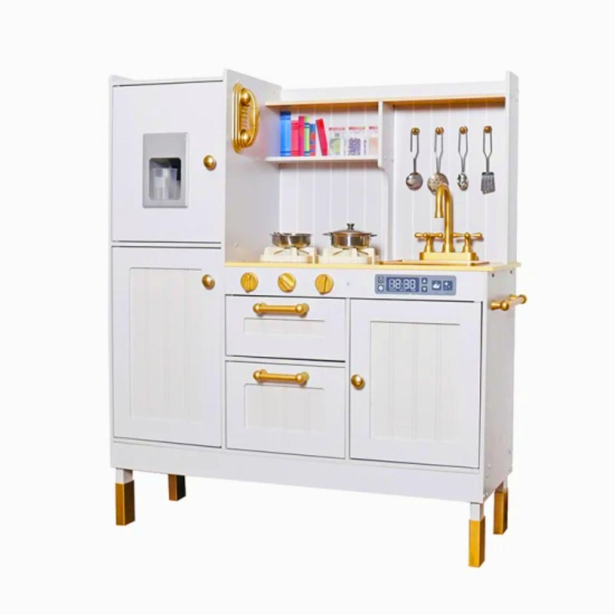 KIDSCOOL - Cocina blanco dorado con utensilios Top chef