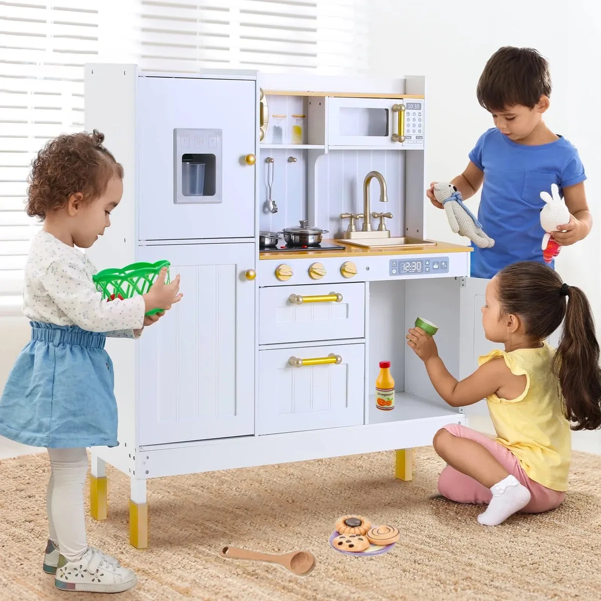 KIDSCOOL - Cocina blanco dorado con utensilios Top chef