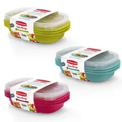 RUBBERMAID - Set de 3 Contenedores Herméticos Plástico 887 ml Colores Surtidos