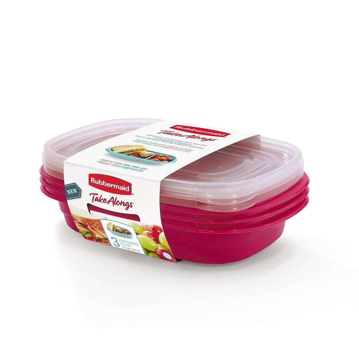 RUBBERMAID - Set de 3 Contenedores Herméticos Plástico 887 ml