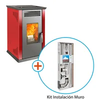 Estufa a Pellet Italy 8100 Roja/Kit de Instalación Muro