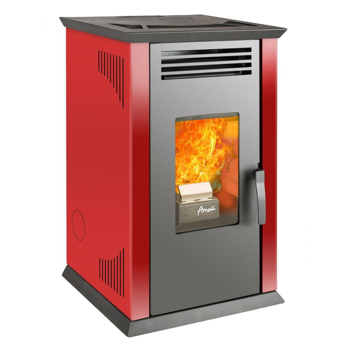 AMESTI - Estufa a Pellet Italy 8100 Roja/Kit de Instalación Muro