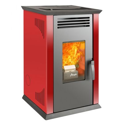 Imagen 2 del producto Estufa a Pellet Italy 8100 Roja/Kit de Instalación Muro