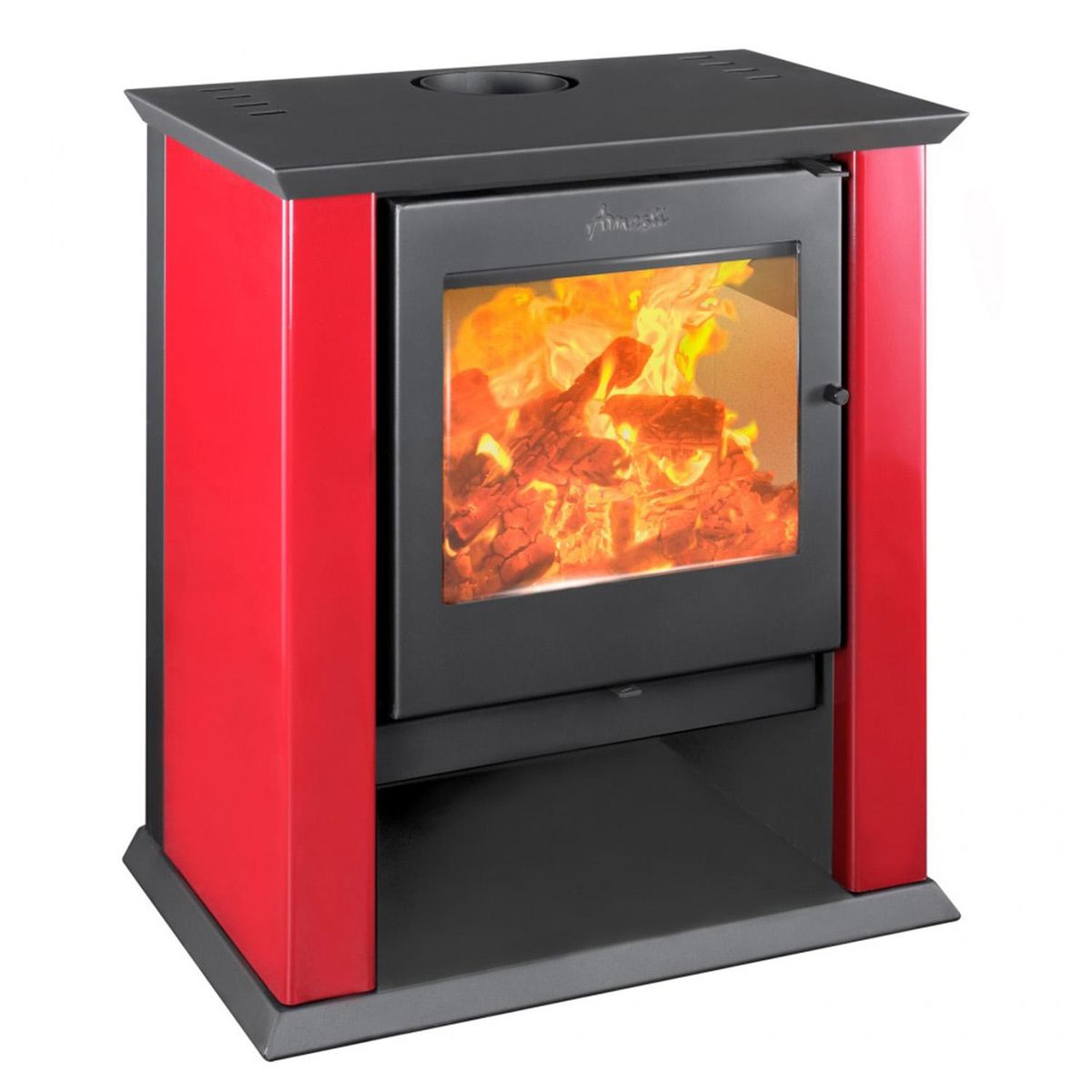 AMESTI - Estufa a Leña Classic 500 Roja + Kit de Instalación 6"