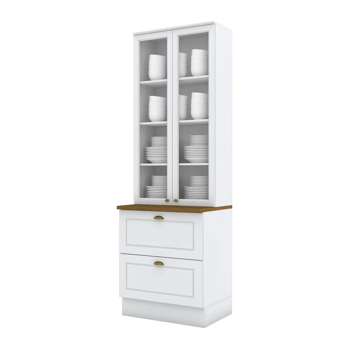 HOME MOBILI - Mueble de Cocina Americana Cristalera 2 Puertas 3 Cajones