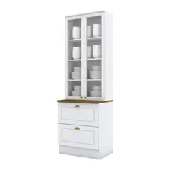 HOME MOBILI - Mueble de Cocina Americana Cristalera 2 Puertas 3 Cajones