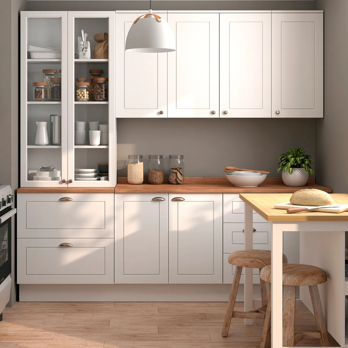 HOME MOBILI - Mueble de Cocina Americana Base 2 Puertas 3 Cajones con Cubierta 120 cm