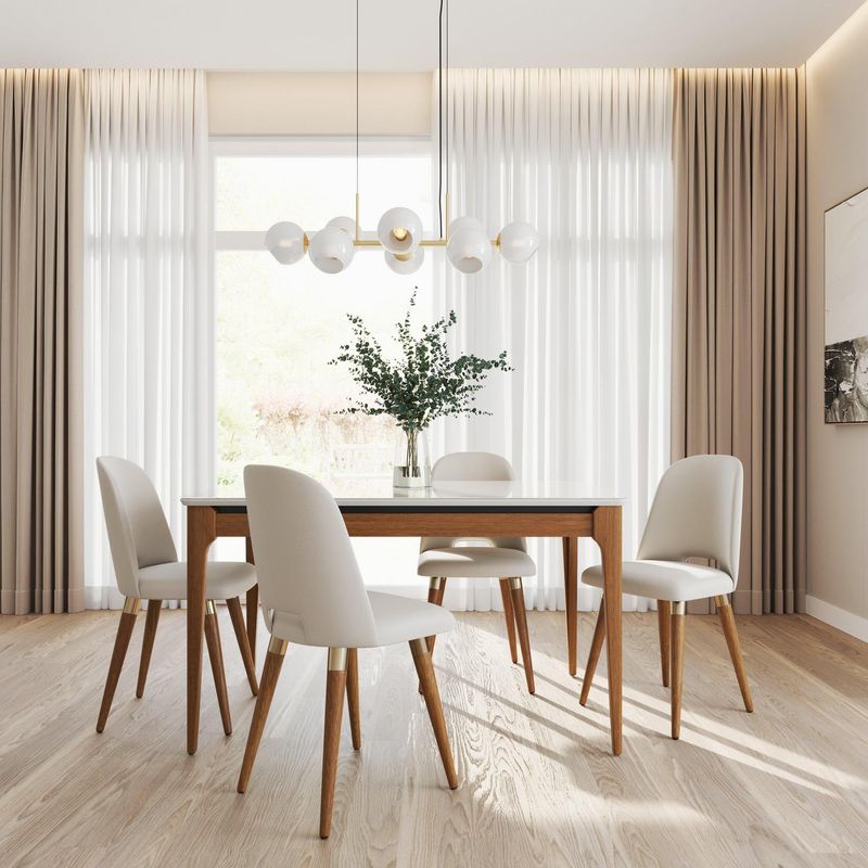DECOCASA - Juego de Comedor Addar 4 Sillas Mesa Rectangular 90x77x135 cm Off White