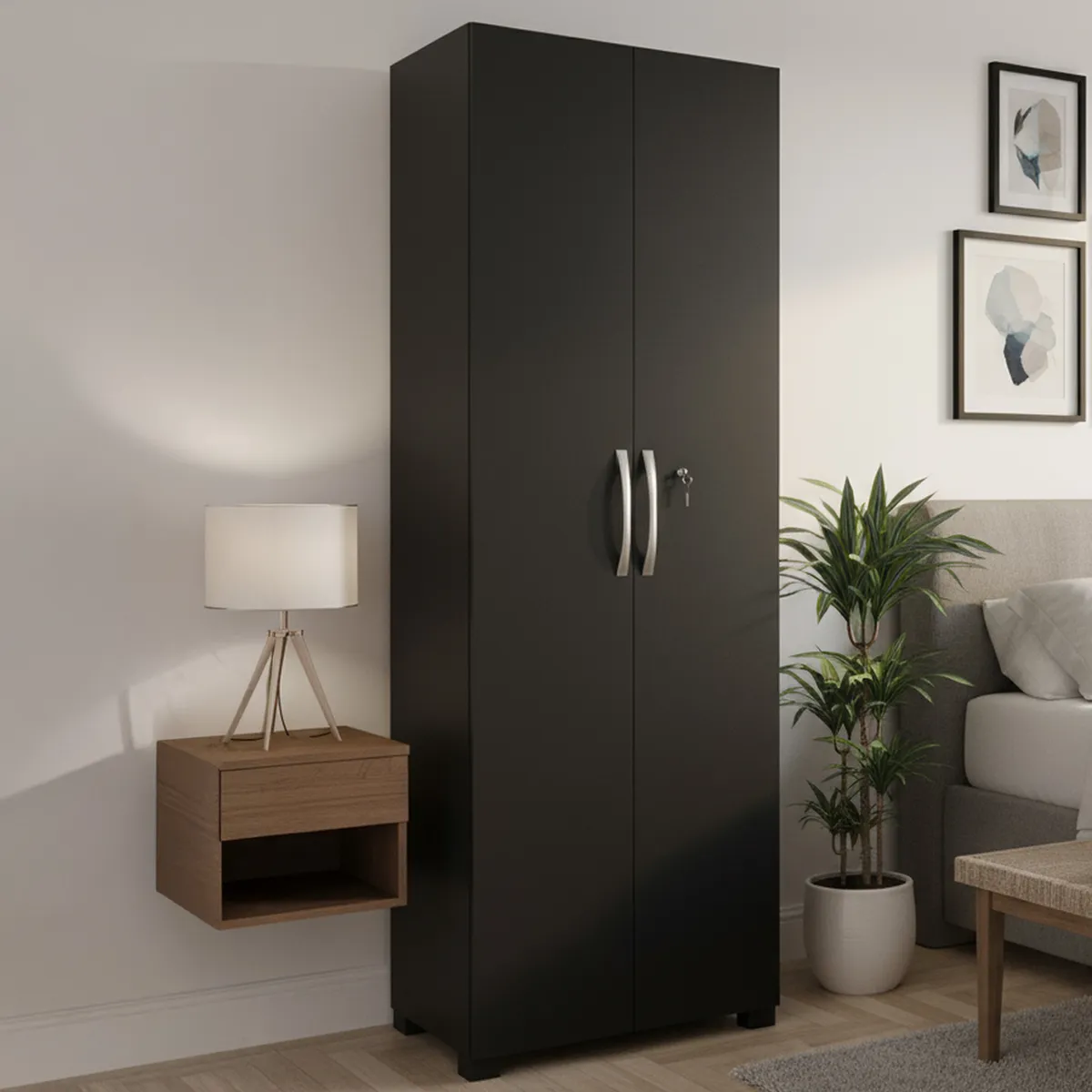 HOME MOBILI - Clóset Multiuso Lux 2 Puerta(s) 4 Repisa(s) 61xx37 cm Negro