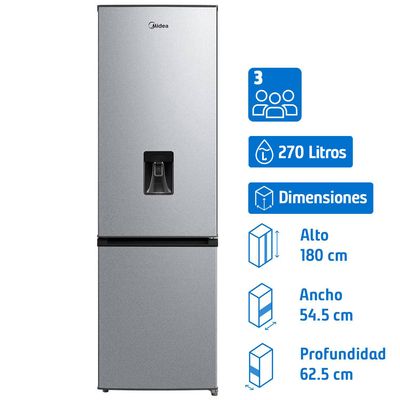 Midea Refrigerador Bottom Freezer No Frost 262 Litros Silver