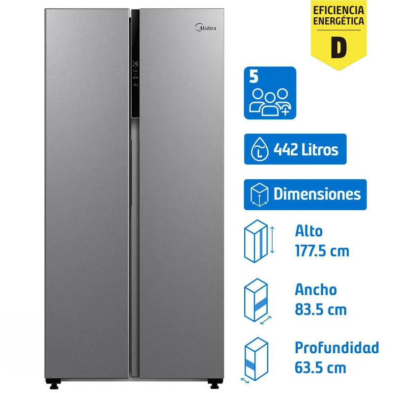 MIDEA - Refrigerador 2 Puertas Side by Side No Frost 442 Litros silver MDRS619FGE50