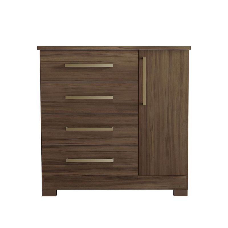HOME MOBILI - Cómoda 1 Puerta 4 Cajón(es) Comoda Nogañ 108x109x45 cm Nogal