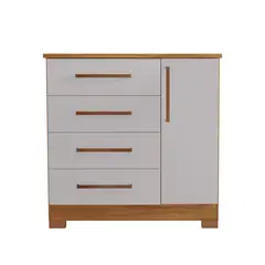 HOME MOBILI - Cómoda 1 Puerta 4 Cajón(es) Comoda Noelia 108x109x45 cm Nogal/blanco