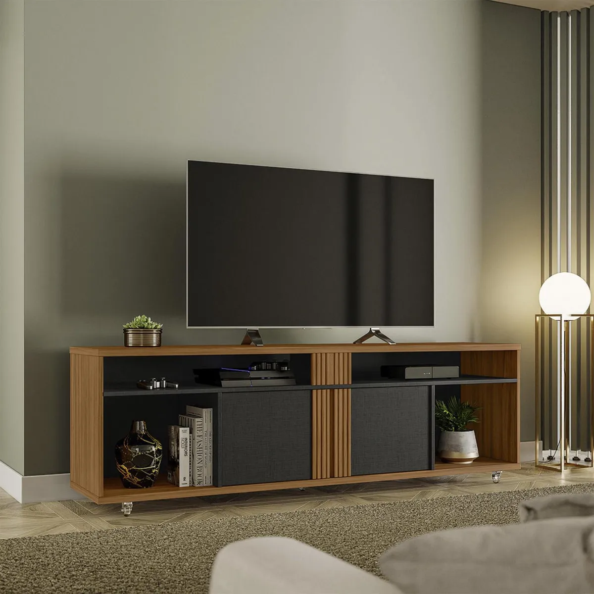 HOME MOBILI - Rack TV 65" Tron nogal/negro