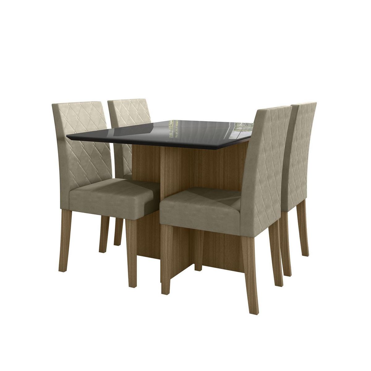 HOME MOBILI - Juego de Comedor Hilt 4 Sillas Mesa Rectangular 90x80x120 cm Nogal/Grafito