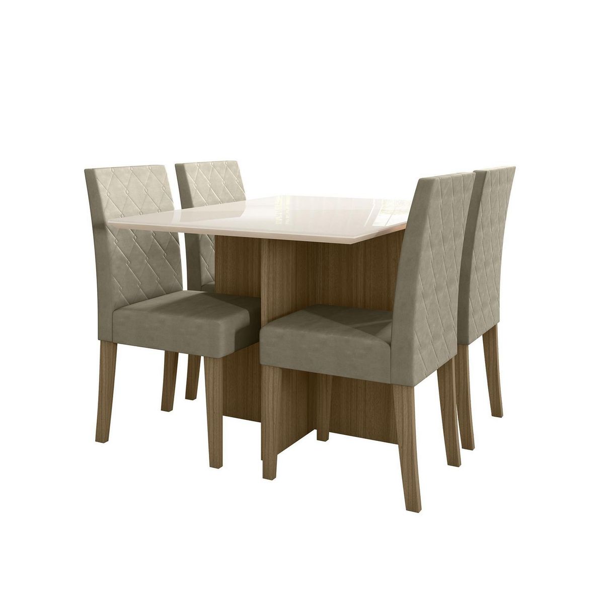 HOME MOBILI - Juego de Comedor HIll 4 Sillas Mesa Rectangular 90x80x120 cm Nogal/blanco