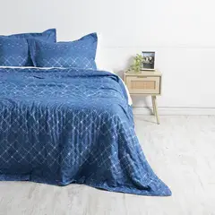 WINDSOR - Cubrecama Quilt + Sabana Estampada 2 Plazas Indigo