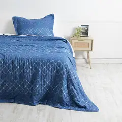 WINDSOR - Cubrecama Quilt + Sabana Estampada 1.5 Plazas Indigo
