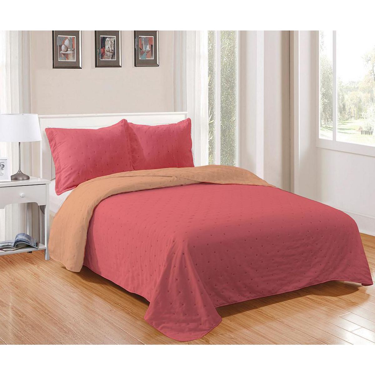 WINDSOR - Cubrecama Quilt 1.5 plazas Rojo